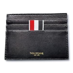 Thom Browne New York Navy Blue Leather Card Case $340 Retail NIB Quiet Luxury